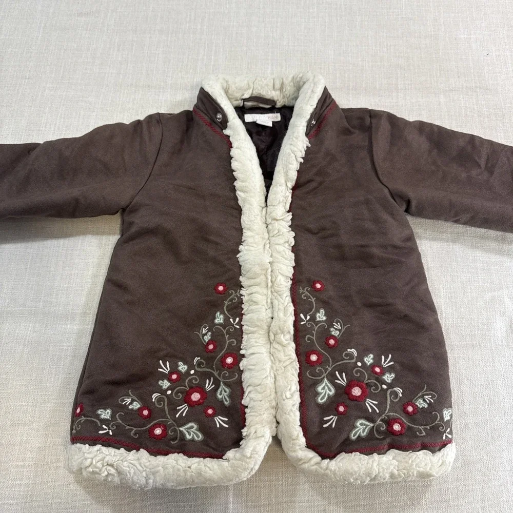 Phoebe Buffay Inspired Baby Faux Suede Coat 12–18M Brown Sherpa Trim Cottagecore